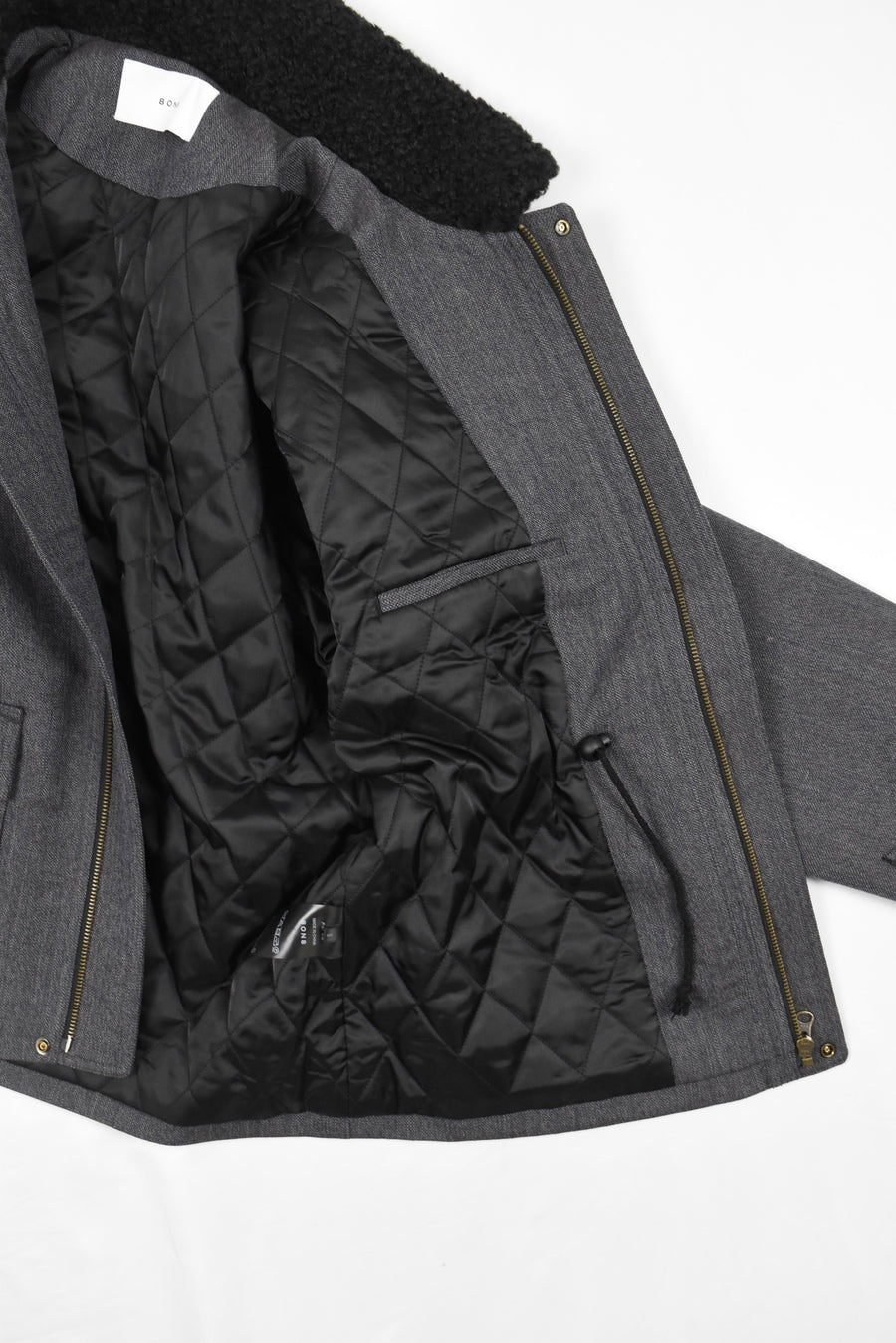 GREY PATCHWORK WOOL COAT