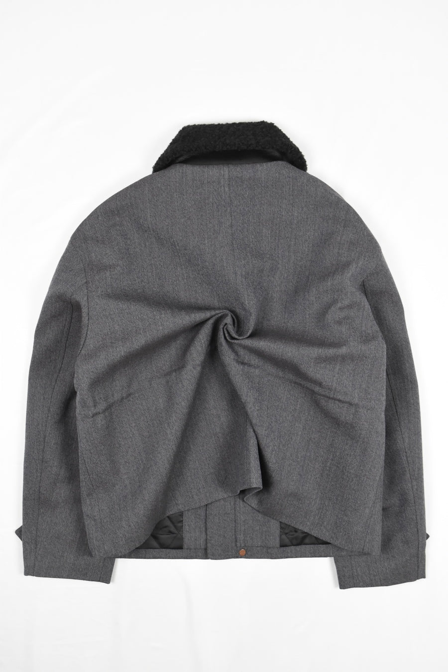 GREY PATCHWORK WOOL COAT