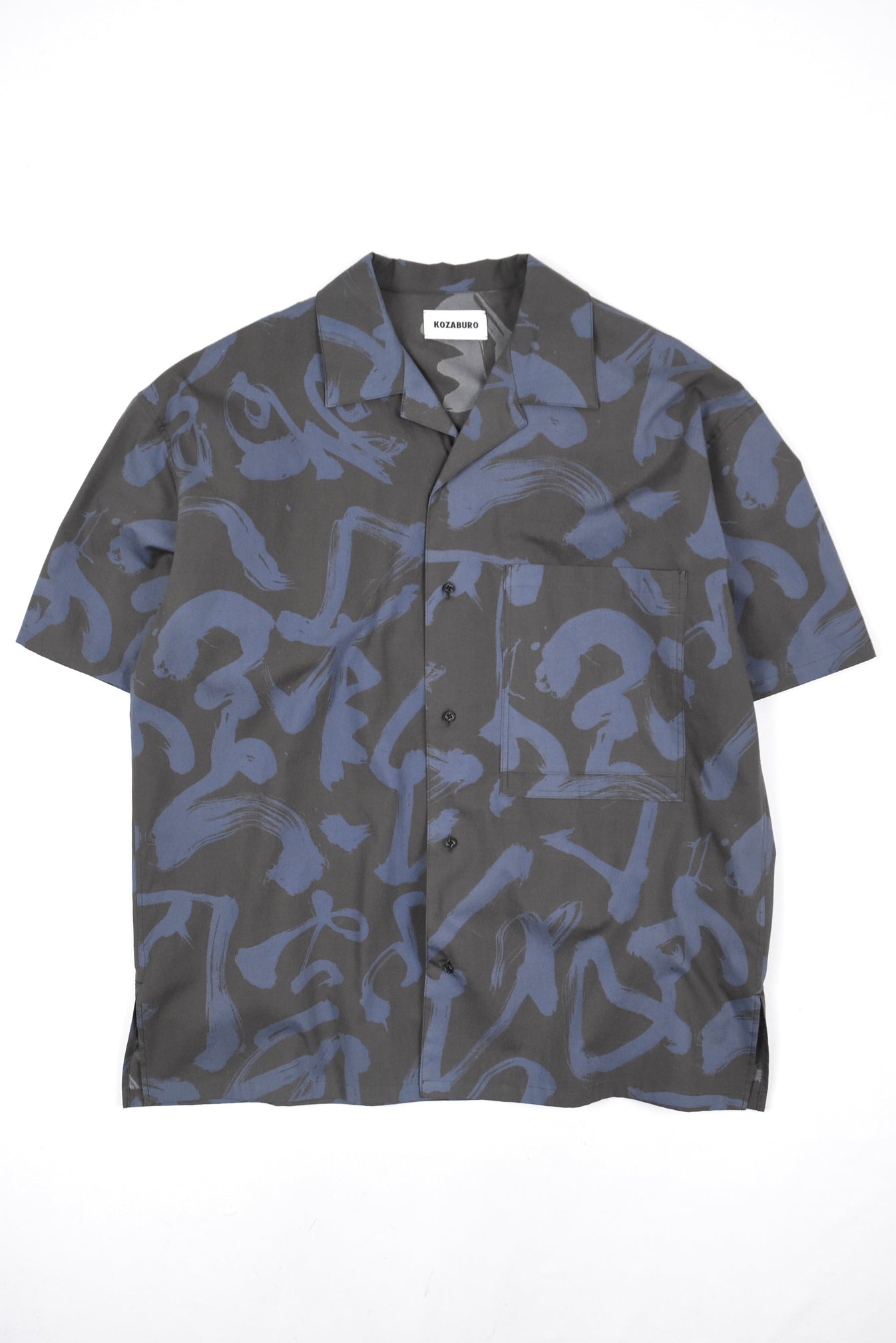 Caligra-Camo Print Band Collar Classic Shirts