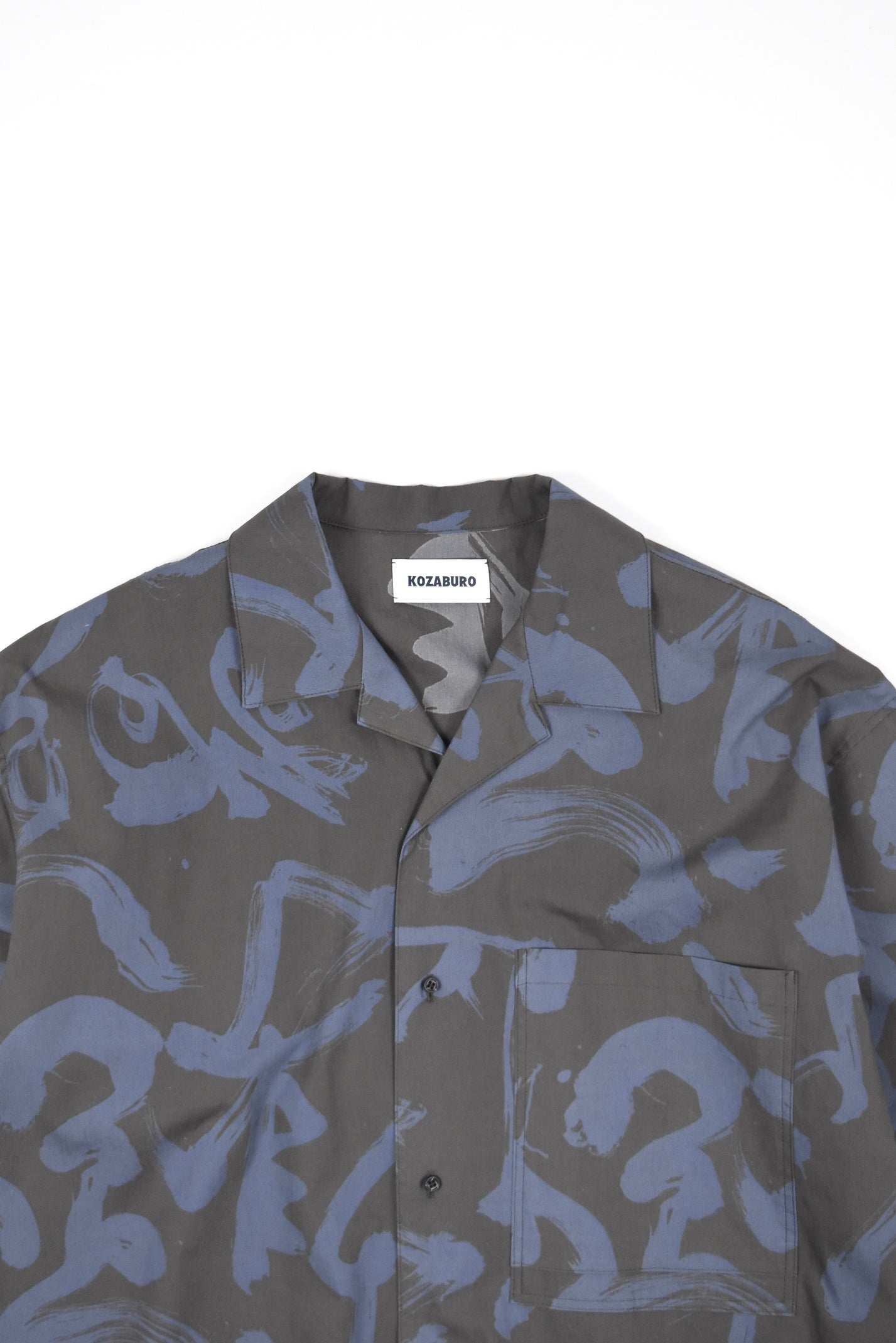 Caligra-Camo Print Band Collar Classic Shirts