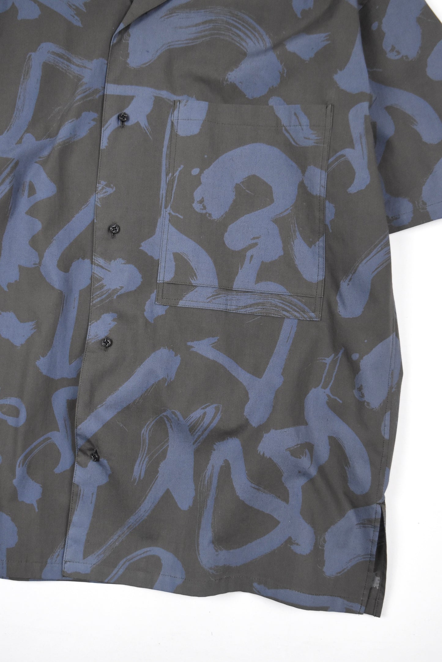 Caligra-Camo Print Band Collar Classic Shirts