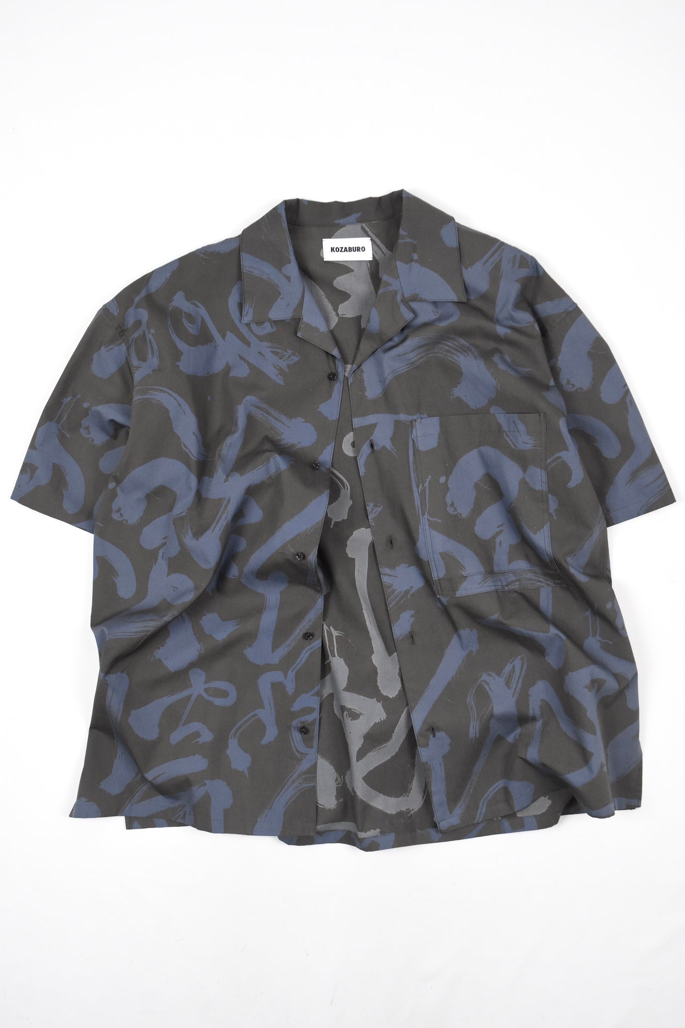 Caligra-Camo Print Band Collar Classic Shirts