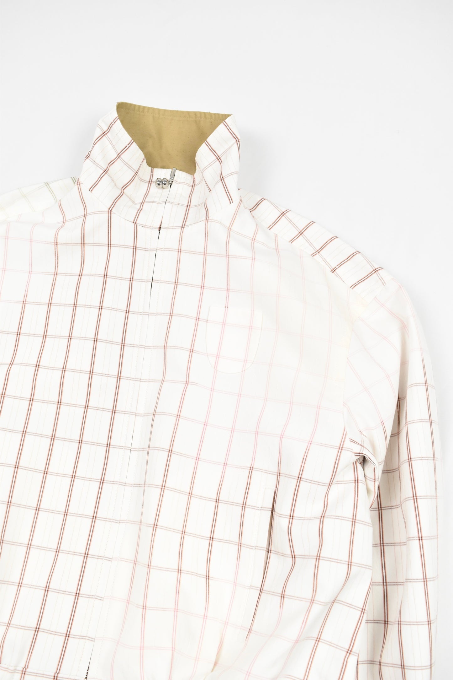 KHAKI COLLAR REVERSIBLE PLAID COAT