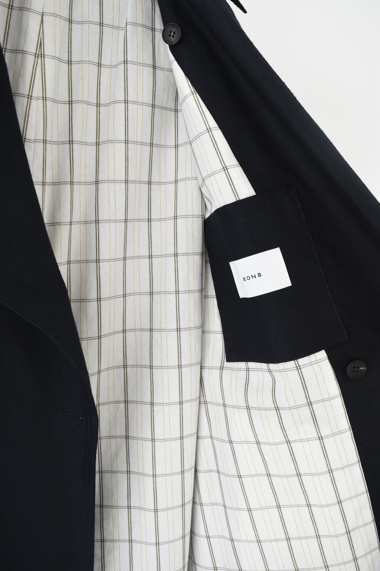 DARK BLUE PLAID TRENCH COAT