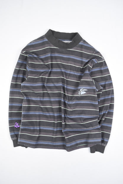 STRIPED GESTURES MOCK NECK PULLOVER