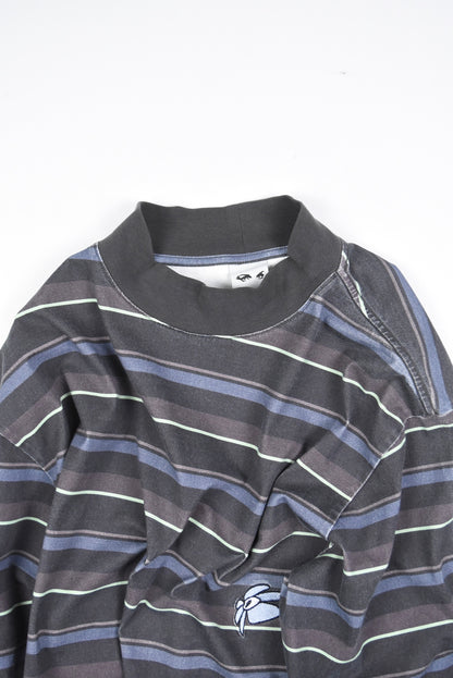 STRIPED GESTURES MOCK NECK PULLOVER