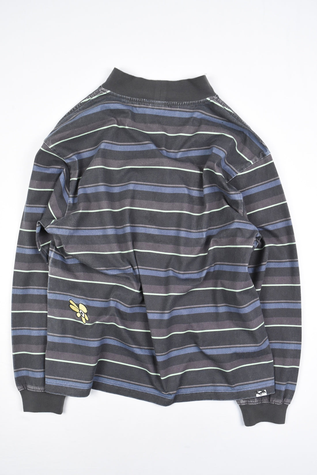 STRIPED GESTURES MOCK NECK PULLOVER
