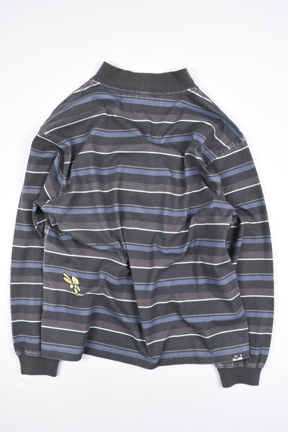 STRIPED GESTURES MOCK NECK PULLOVER