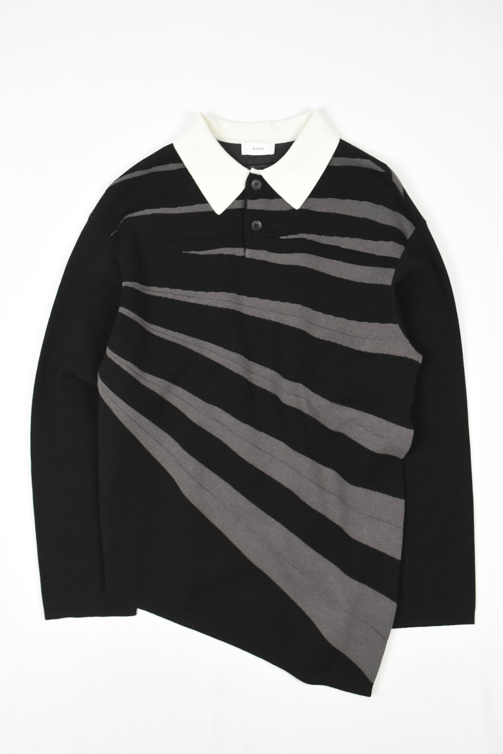 Black Pleated Knit Polo
