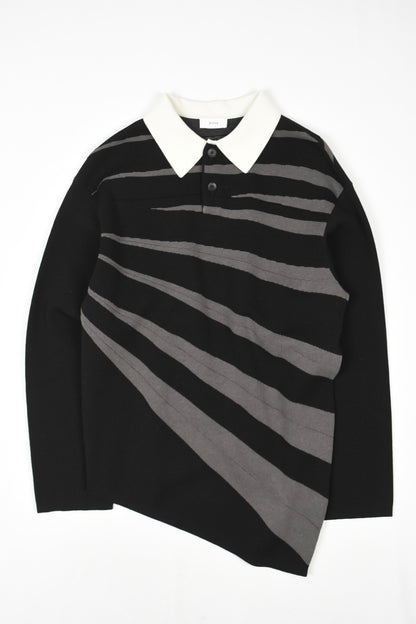 Black Pleated Knit Polo