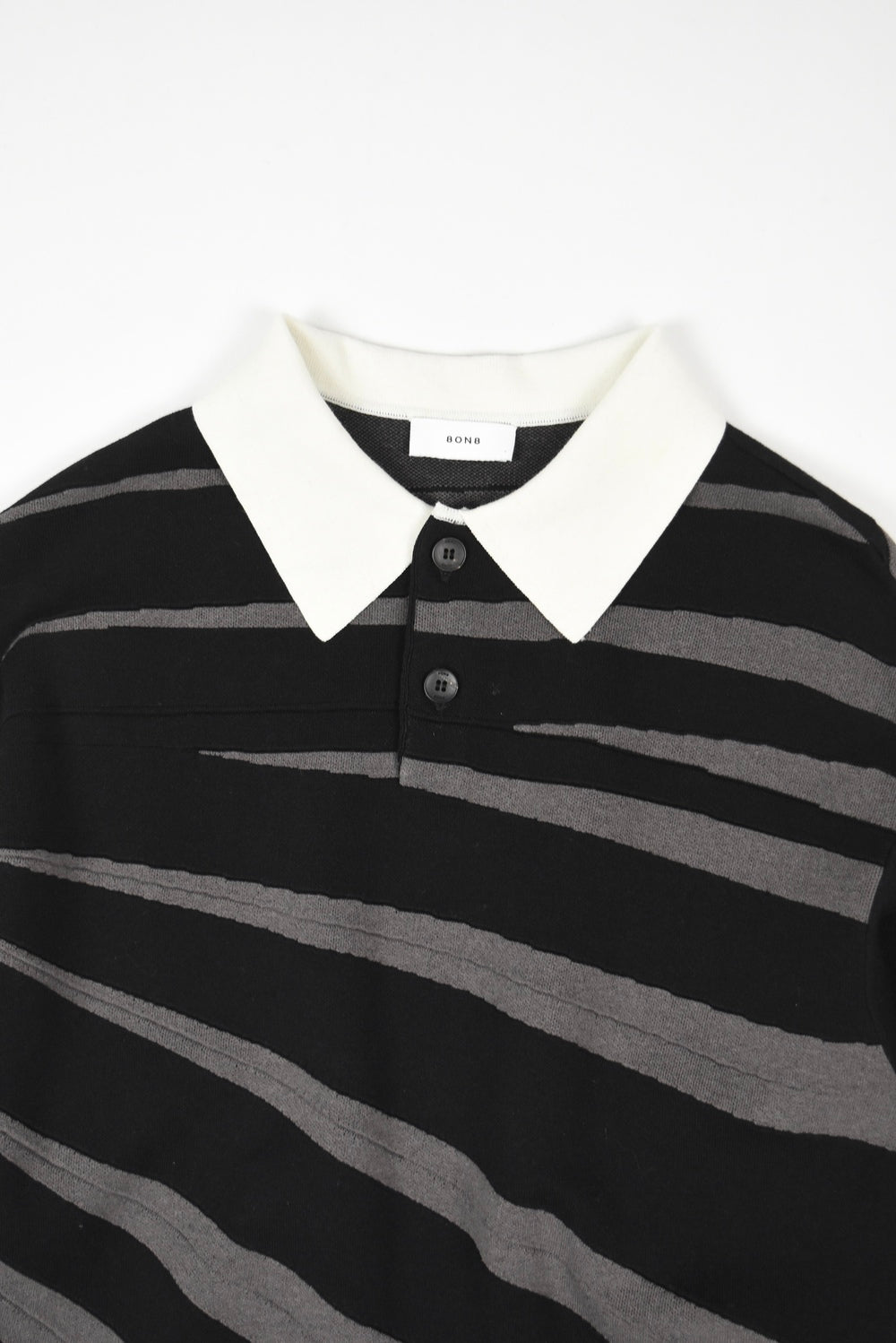 Black Pleated Knit Polo