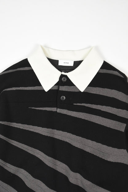 Black Pleated Knit Polo