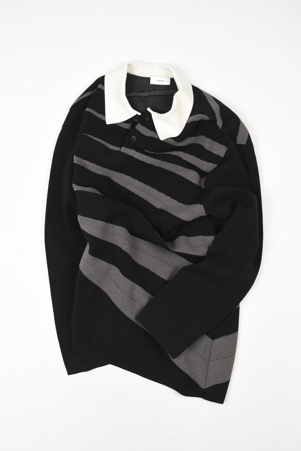 Black Pleated Knit Polo