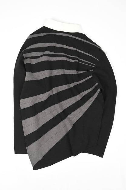 Black Pleated Knit Polo