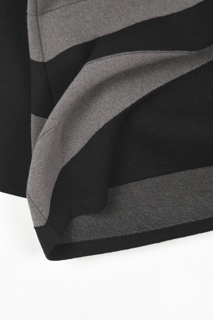 Black Pleated Knit Polo