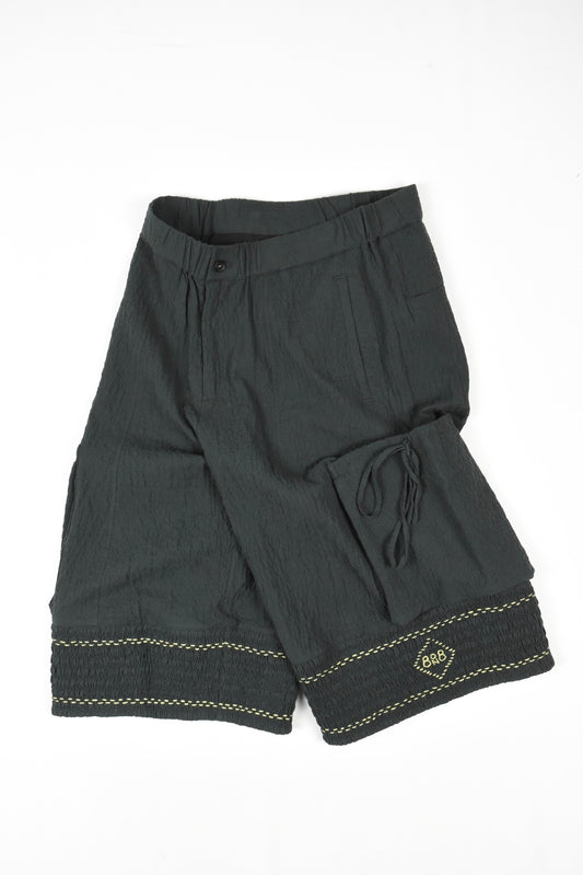 Grey Shirred Bermuda Shorts