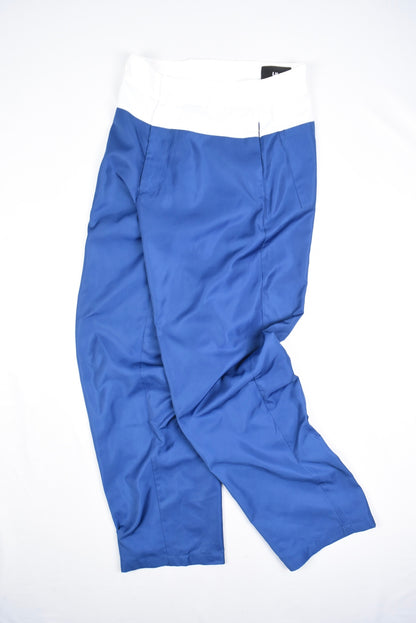 CONTRAST WAIST WIDE TROUSERS