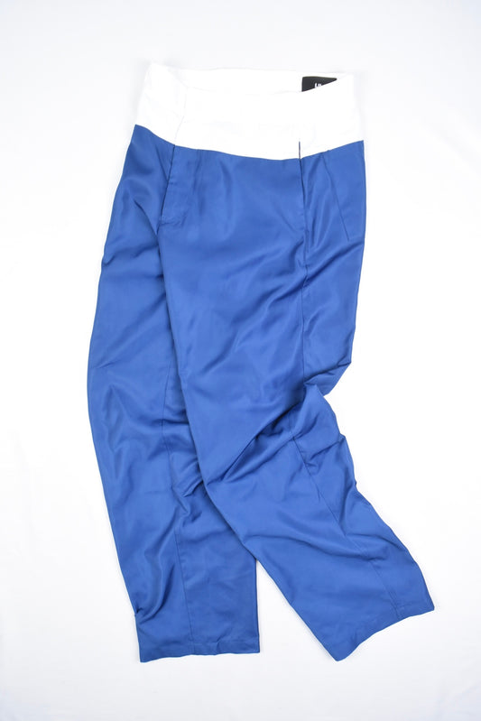 CONTRAST WAIST WIDE TROUSERS