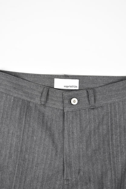 WELT TROUSER DENIM HERRINGBONE [DARK GREY]