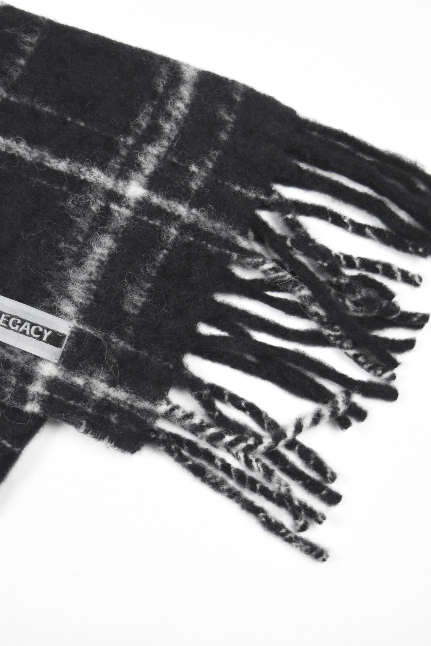 ESTATE SACARF [Black Fuzzy Alpaca Check]