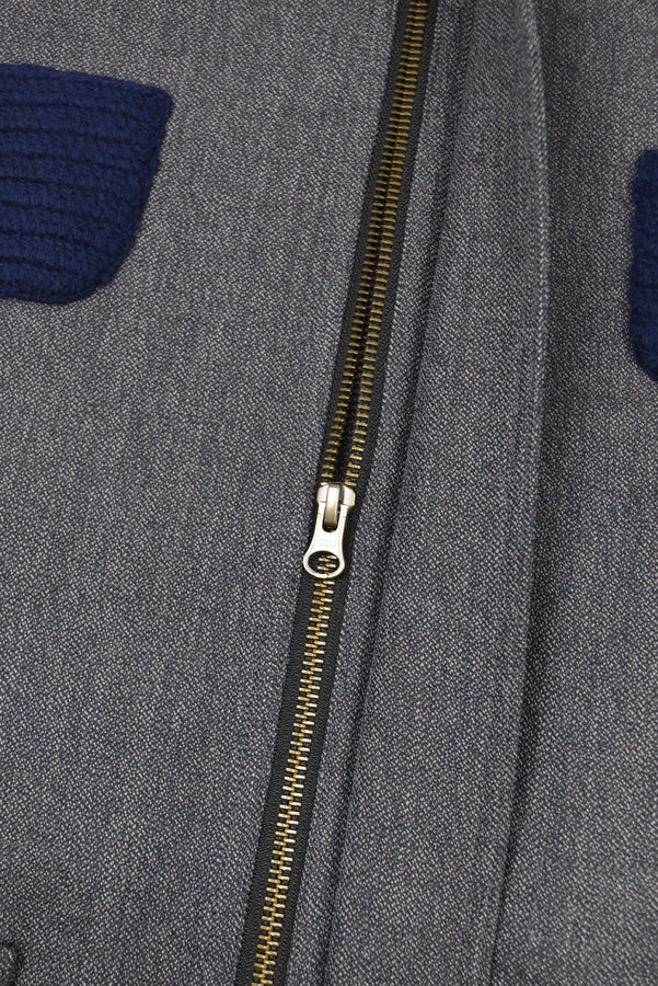 GREY PATCHWORK WOOL COAT