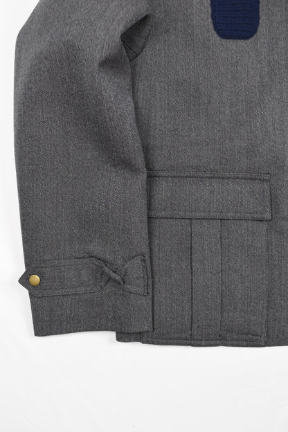 GREY PATCHWORK WOOL COAT