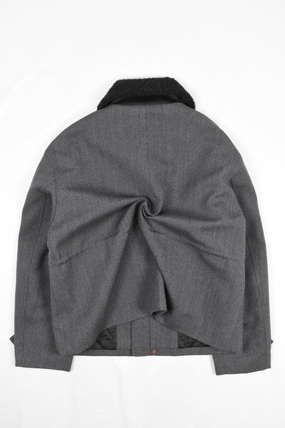 GREY PATCHWORK WOOL COAT