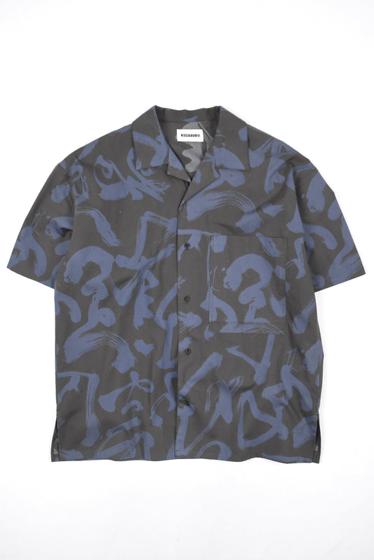 Caligra-Camo Print Band Collar Classic Shirts