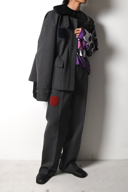 GREY SMALL POCKET CASUAL PANTS
