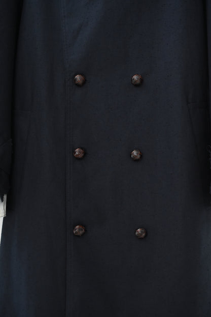 DARK BLUE PLAID TRENCH COAT